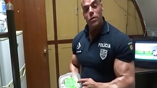 Police Office with extreme biceps
