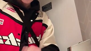Cute teen lets his seed fly everywhere during commute