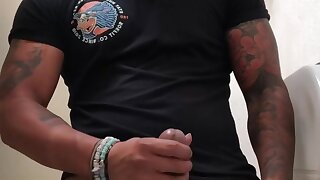 Latino guy releases some stress at work