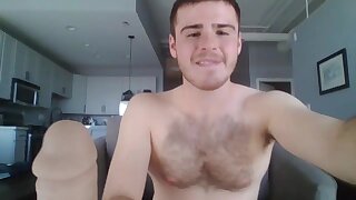 He jerks off his cock before heading off to school