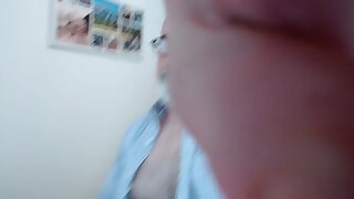 Cute bald daddy with uncut cock