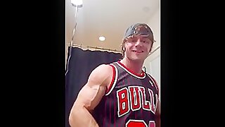 Muscle Stud Flexing With His Jewelry