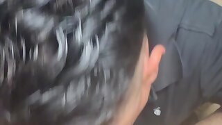 Milking a long Mexican cock till he feed me seed. Young deprived mechanic get head by great cocksucker