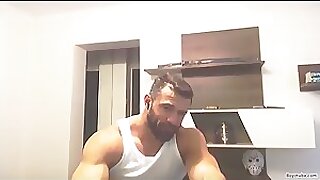 Beautiful, Bearded Daddy Flexing Naked