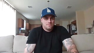 Uncut tatted Dad jerks off at home and shows off his body while jerking off