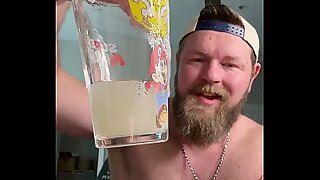 Tall Hunk Fills a Glass With Load After Load of Sperm