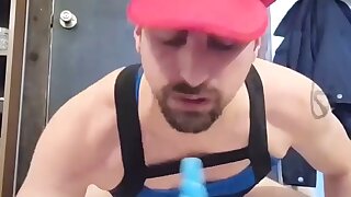 Jay Brock roleplays as Mario riding Bowser's massive cock until he cums.