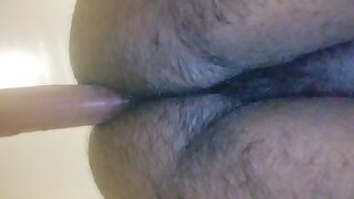 Faggot hops off dildo after riding it all day