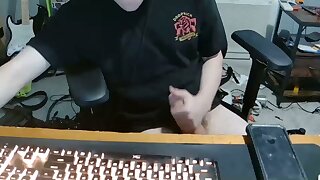 He was jerking off for some time until releasing a big loads of cum