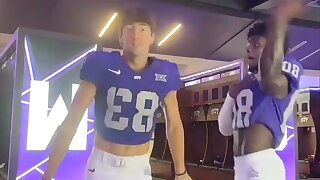 Watch these football teammates have fun with each other.